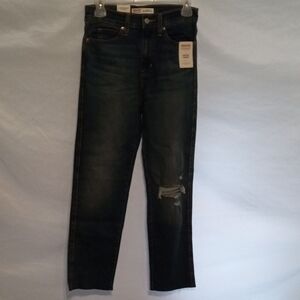 Signature by Levi Strauss Women's Jrs  Blue Straight Distressed Jeans